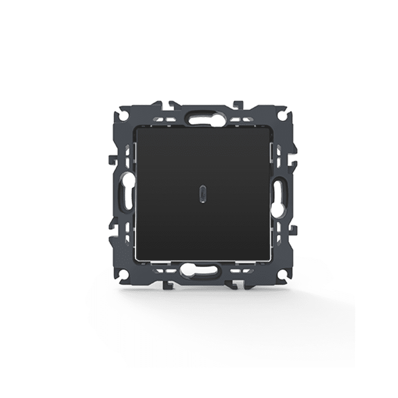 Prime Διακ. Αλερετουρ & Led Λυχνια Προσανατολισμου (Ον-Οff) Με Κλιπ 1P 10Ax 250Vac Ip20 Mat Ανθρακι