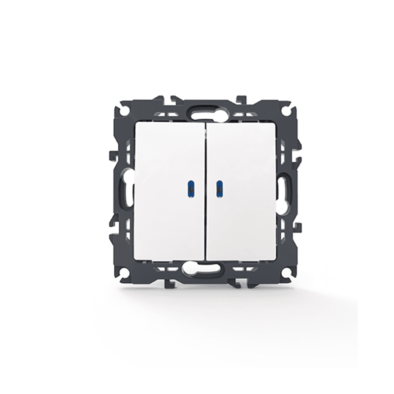 Prime Διακ. Κομμυτατερ & Led Λυχνια Προσανατολισμου (Ον-Οff) Με Κλιπ 1+1P 10Ax 250Vac Ip20 Λευκος