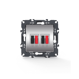 Prime Πριζα Ηχειων Διπλη Με Κλιπ 36-230Vac Ip20 Mat Αλουμινιο