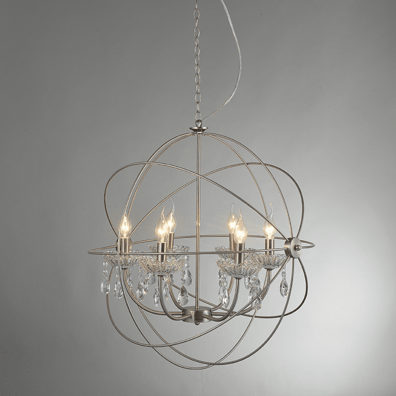 Κρεμαστο Φ/Σ 6Χε14 Μεταλλικο Νικελ Ματ+Κρυσταλλα Φ60Χη150Cm Catania