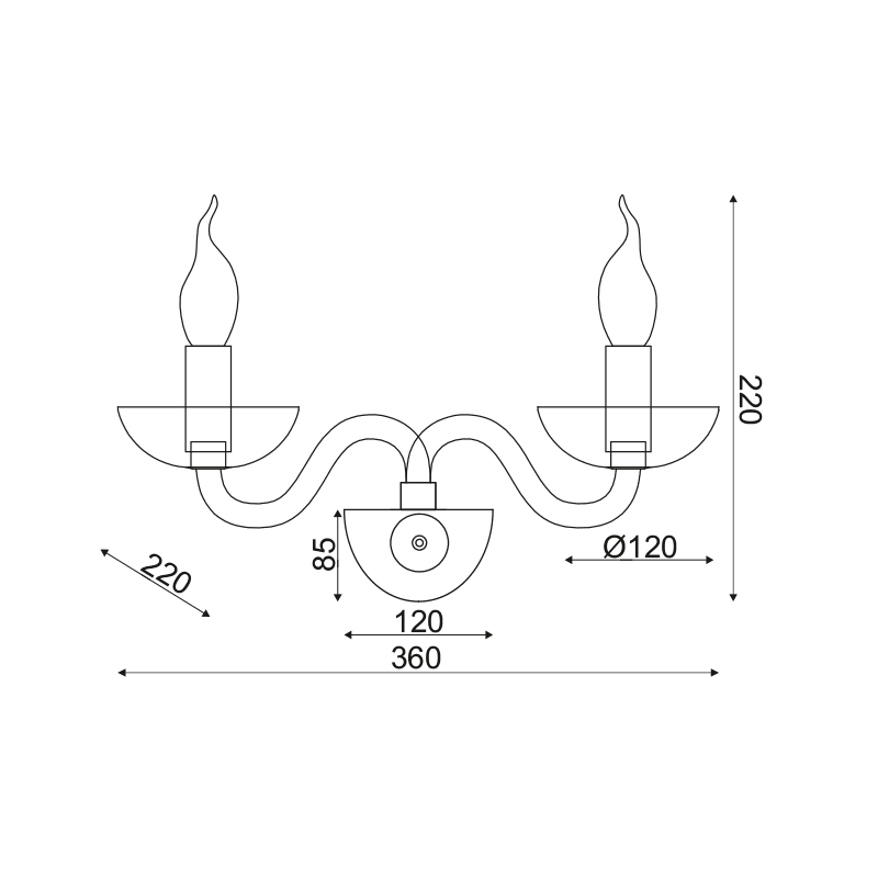 Netto Επιτοιχο Φ/Σ 2Χε14 Φιμε Κρυσταλλο+Χρωμιο Μεταλλο 40X30Cm Lunaria - Image 2