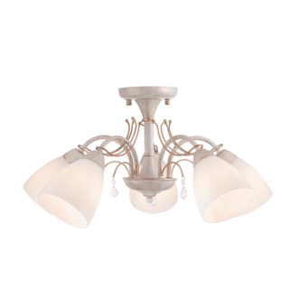 Οροφησ 5Χε14 Μεταλ Πατινα Χρυσο+Λευκο Γυαλ+Κρυσταλ Φ54Χη27Cm Quince