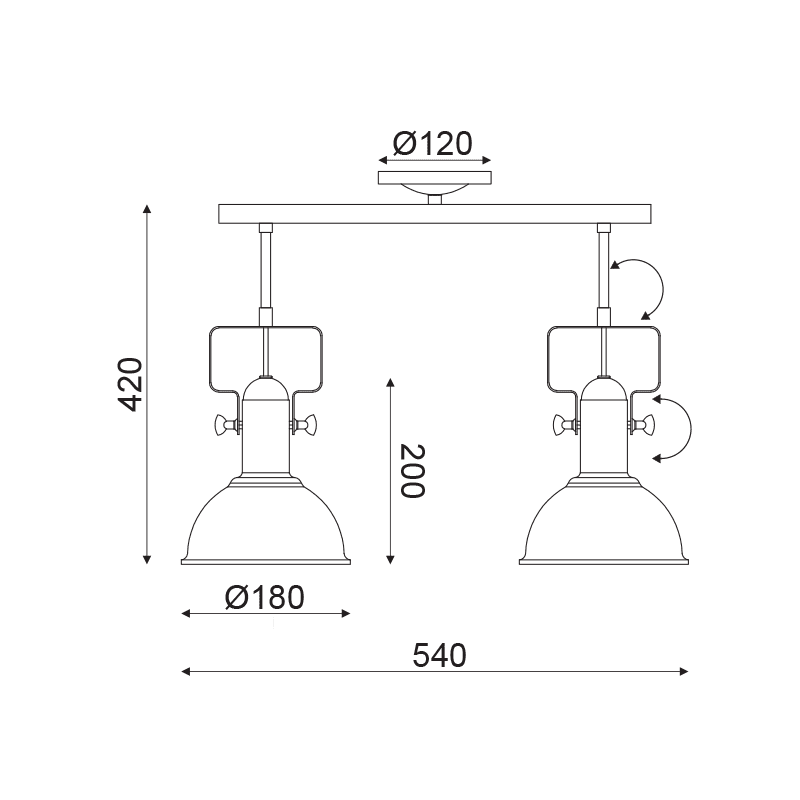 Netto Οροφησ Φ/Σ 2Χε27 Μεταλλικο Μαυρο Φ18X54Xh41Cm Riviera - Image 2