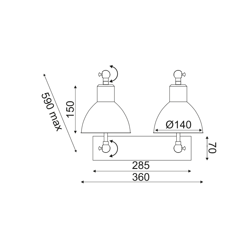 Netto Επιτοιχο Φ/Σ 2Χε27 Μεταλλικο Μαυρο-Ασημι Βραχιονασ 39Χ30Χ36C Thalassa - Image 2