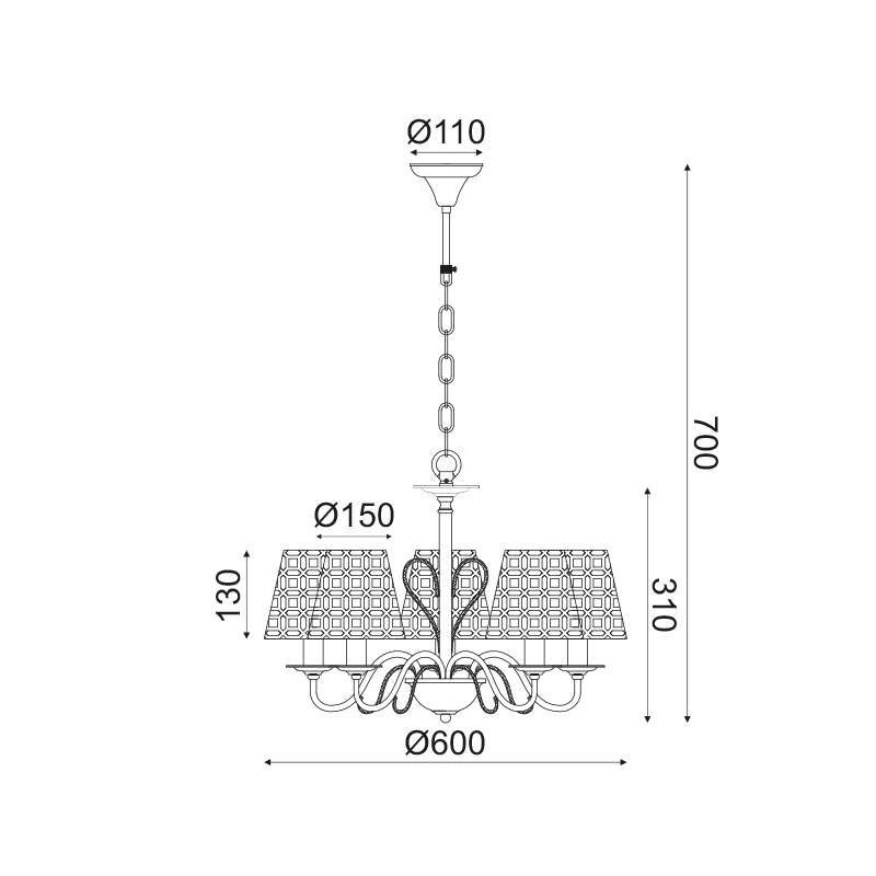Netto Κρεμ Φ/Σ 5Χε14 Μεταλλικο Μαυρο-Χαλκινο Φ55Χη85Cm Edam - Image 3