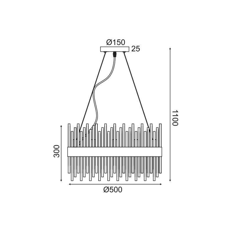 Κρεμαστο Φ/Σ 12Xg9 Κρυσταλλο + Ορειχαλκο Μετ/Κο D50Xh110Cm Dynasty - Image 2