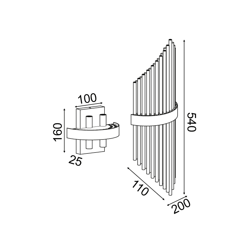 Επιτοιχο Φ/Σ 4Xg9 Κρυσταλλο + Ορειχαλκο Μετ/Κο 20Χ11Χ54Cm Dynasty - Image 2