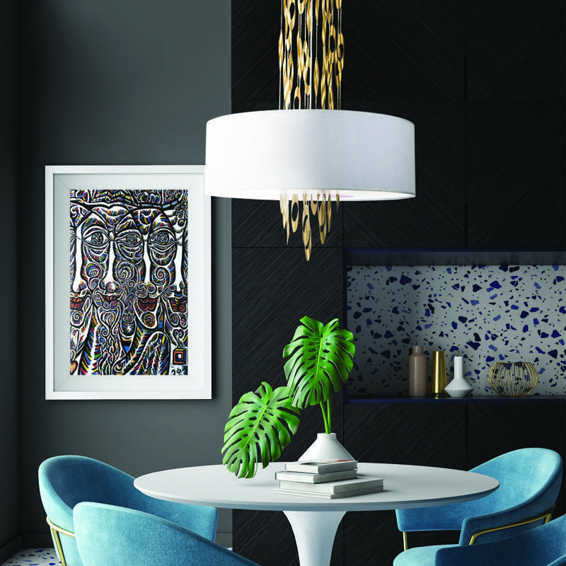 Netto Κρεμαστο Φ/Σ 5Χε14 Cascada Χρυσο Μετ/Κο + Λευκο Υφασμα D60Xh100Cm - Image 2