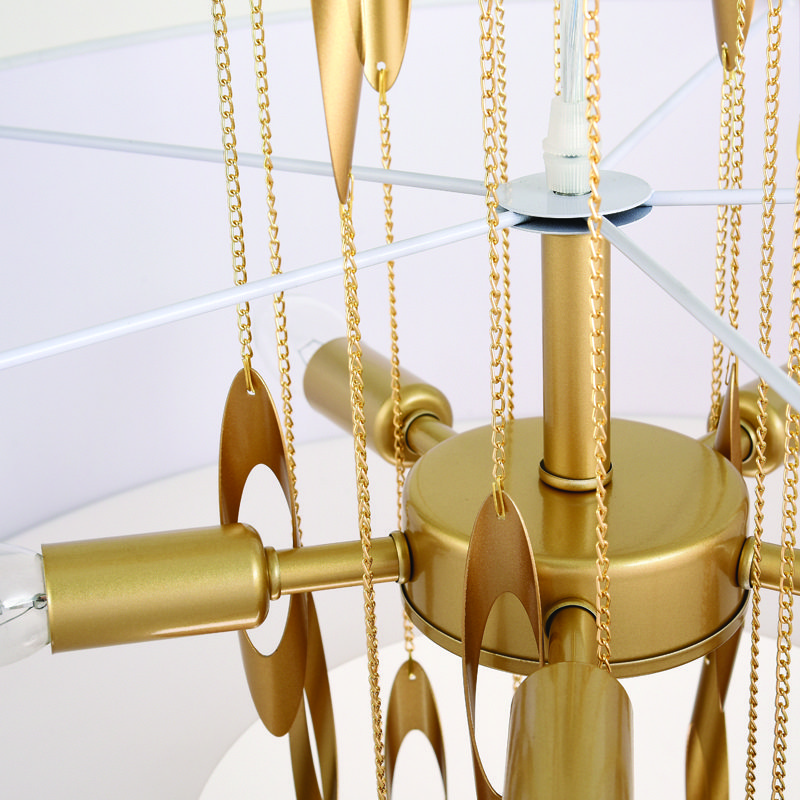 Netto Κρεμαστο Φ/Σ 5Χε14 Cascada Χρυσο Μετ/Κο + Λευκο Υφασμα D60Xh100Cm - Image 3