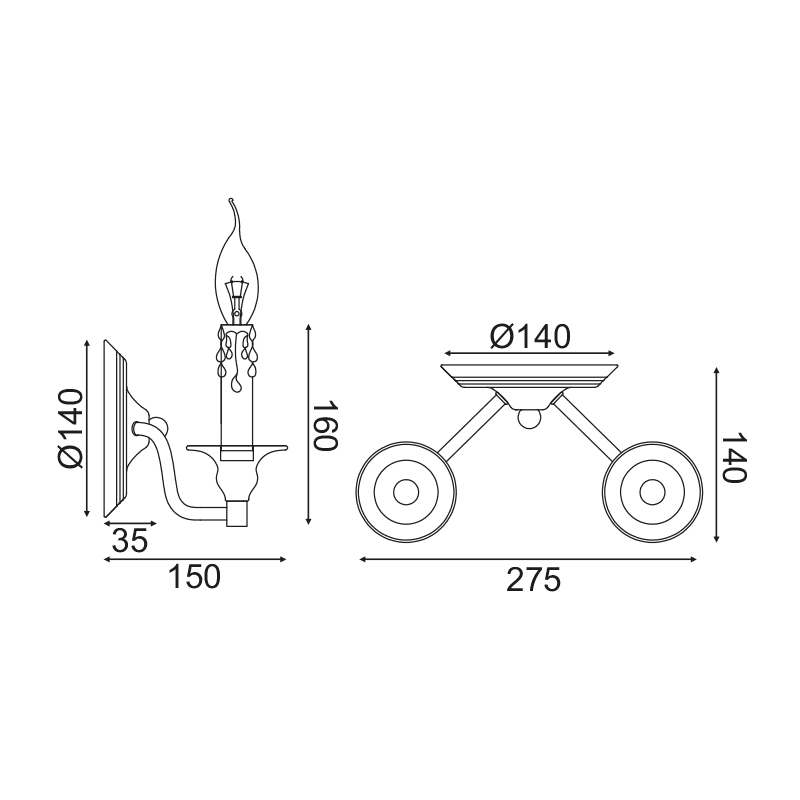 Επιτοιχο Φ/Σ 2Χε14 Αντικε/Σκουρια Μεταλλικο 28X14X16Cm Lyon - Image 2