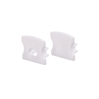 Set Of White Plastic End Caps For Profile P113, 1 Without Hole & 1 With Hole