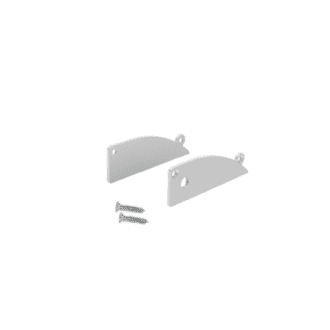 Set Of Silver Metal End Caps For P173, 1 Without Hole & 1 With Hole