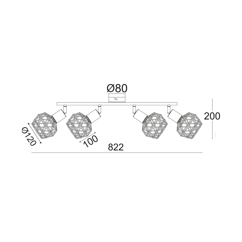 Σποτ Iiii 4Xe14 Χαλκινο Πλεγμα 68X12,5X19,5Cm Aladdin - Image 2