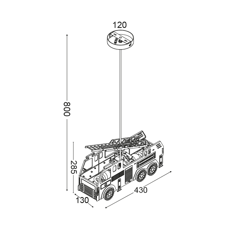 Κρεμαστο Φ/Σ 2Χε27 Παιδικο Πυροσβεστικο 43Χ14Χη80Cm Heroes - Image 2