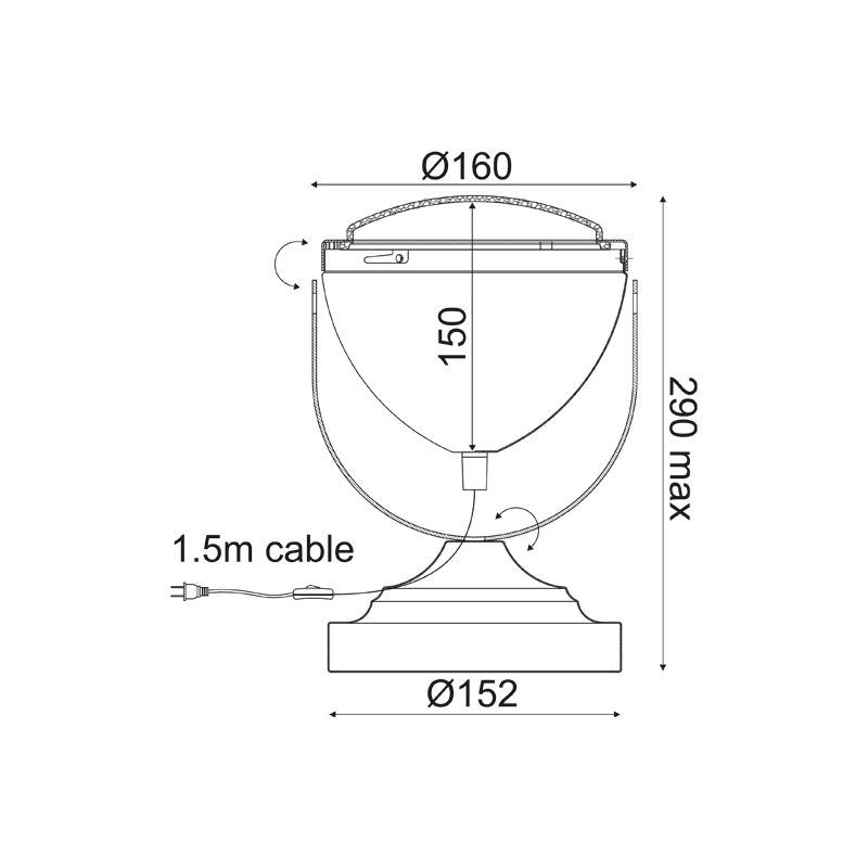 Επιτραπεζιο Φ/Σ 1Χε14 Μεταλλικο Μαυρο+Γυαλι Φ15,2Χη24,7Cm Harley - Image 2