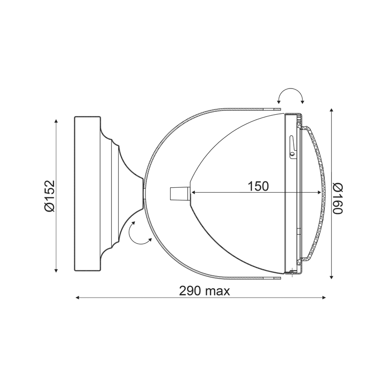 Επιτοιχο Φ/Σ 1Χε14 Μεταλλικο Μαυρο+Γυαλι Φ15,2Χη24,7Cm Harley - Image 2