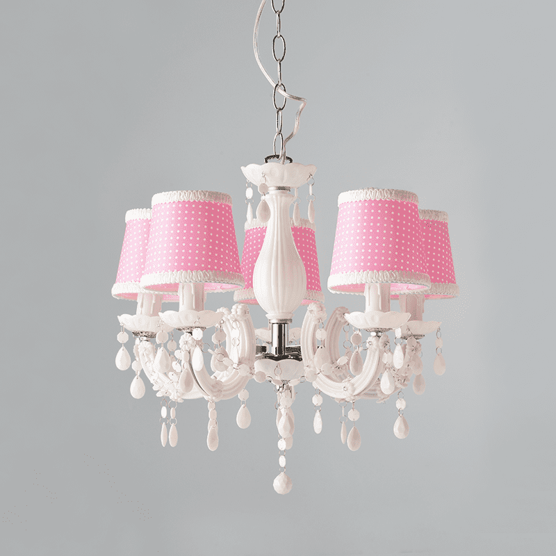 Κρεμαστο Ακρυλικο Λευκο 5Χε14 Αμπαζουρ Ροζ Φ46Cm Macaron