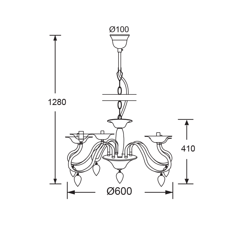 Κρεμαστο Ακρυλικο Μαυρο 5Χ40W Ε14 53X H43Cm Firenze - Image 2