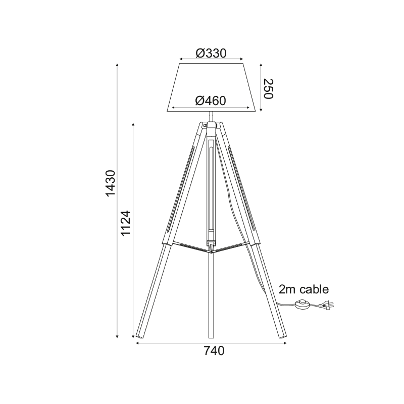 Netto Επιδαπεδιο Φ/Σ 1Χε27 Ξυλο+Λευκο Αμπαζουρ+Χρωμιο Μεταλλο 65Χ55Χη144Cm Mousse - Image 2