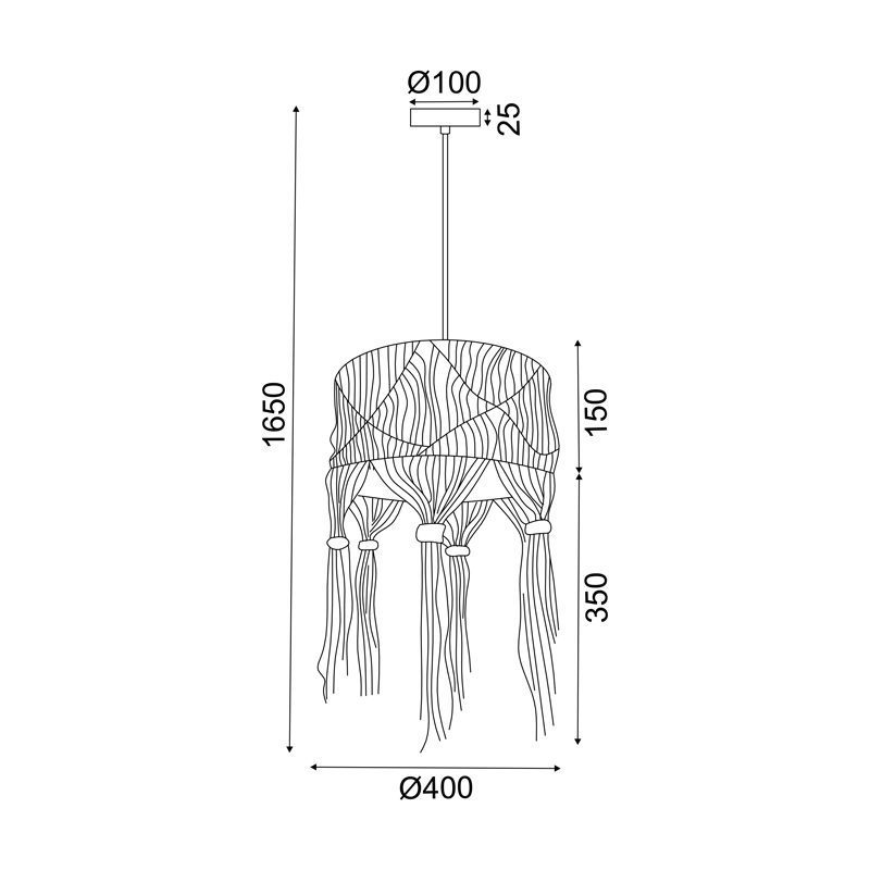 Netto Κρεμαστο Φ/Σ 1Χε27 Thassos Εκρου Μακραμε Μαλλινο D40Xh165Cm - Image 2