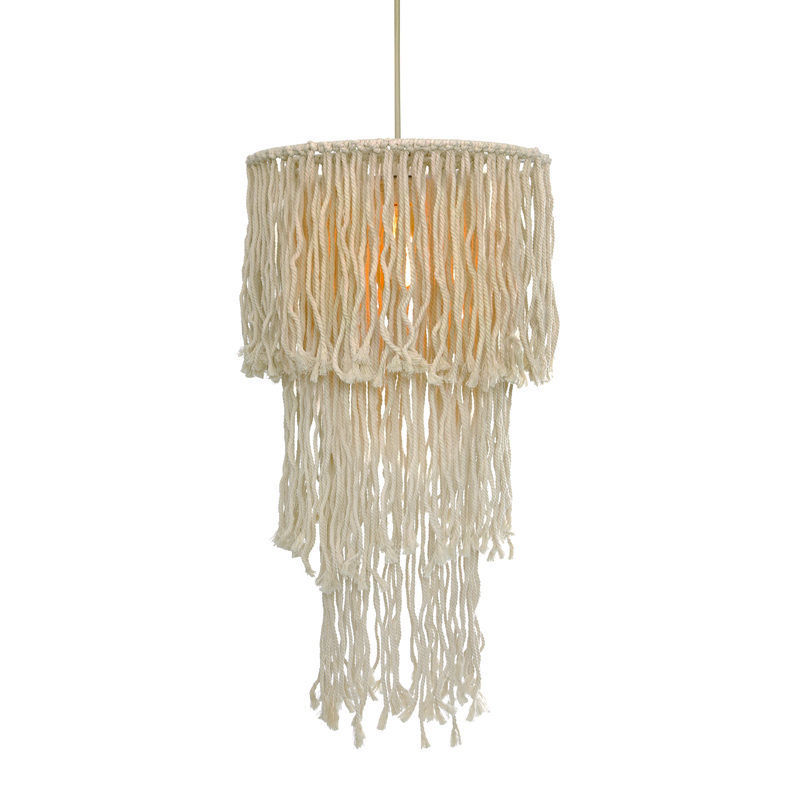 Netto Κρεμαστο Φ/Σ 1Χε27 Thassos Εκρου Μακραμε Μαλλινο D40Xh180Cm