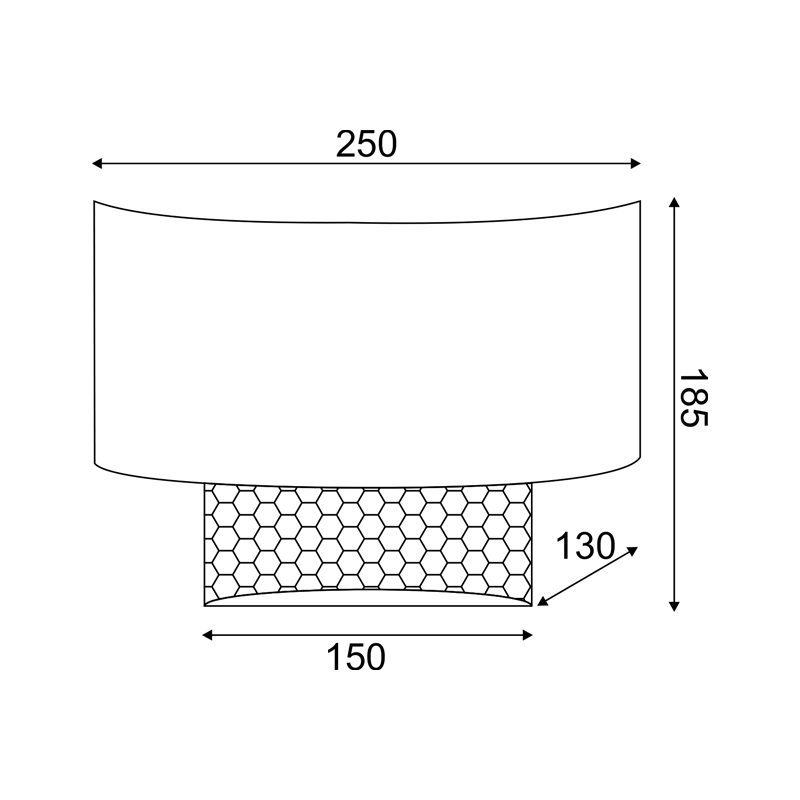 Επιτοιχο Φ/Σ 1Χε14 Nisyros Μαυρο Υφασμα+Ψαθα Ραταν 25Χ18Χ13Cm - Image 2
