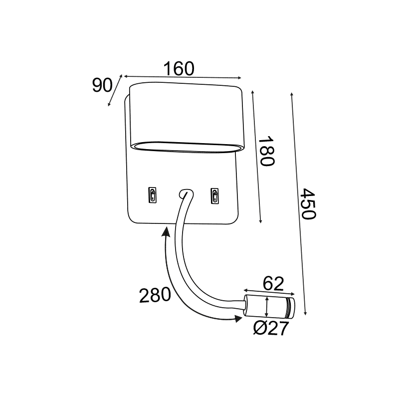 Επιτοιχο Φ/Σ Led 8W 3000K 640Lm Λευκο Μετ/Κο 16Χ9Χ45Cm Priamus - Image 2