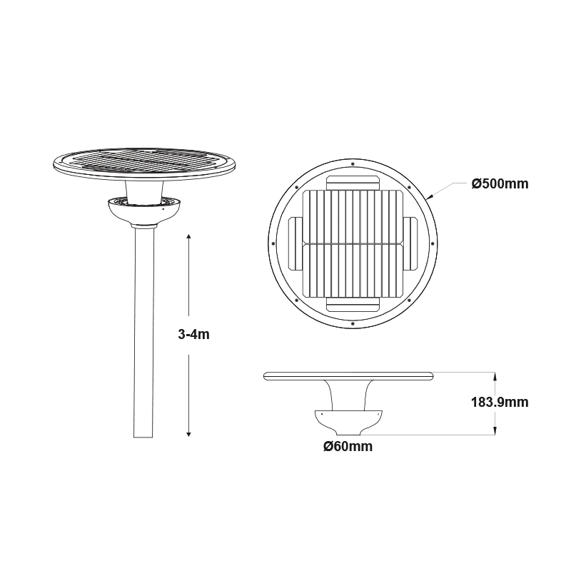 Led Solar Urban Luminaire 25W 3000K 2000Lm Ra80 Ip65 50000Hrs - Image 2