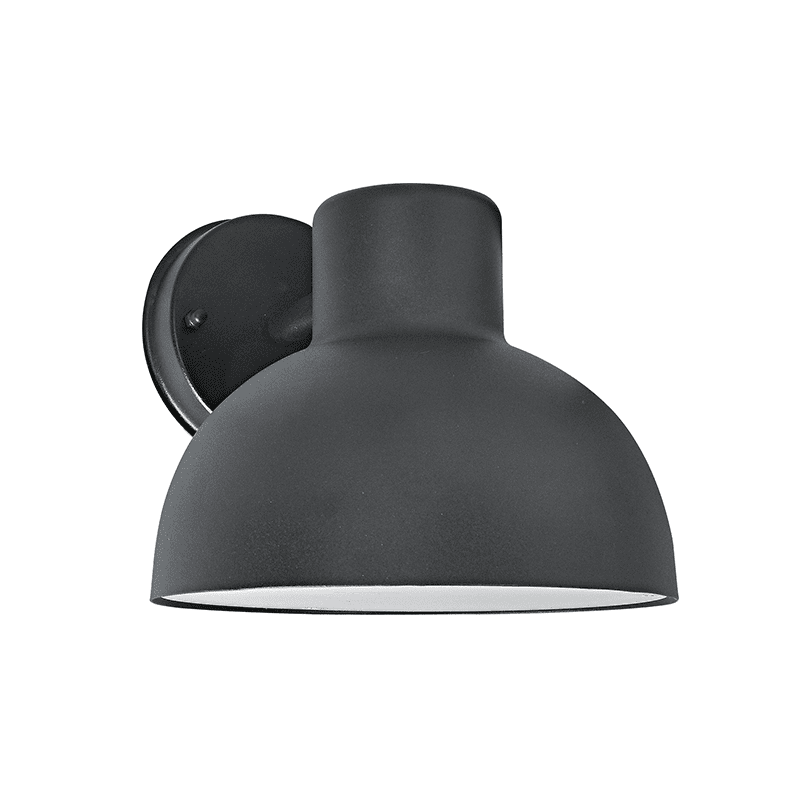 Μαυρο Επιτοιχο Φωτιστικο Bero 1Xe27 Max.10W Led Ip44 Με Οπαλ Pc Καλυμμα