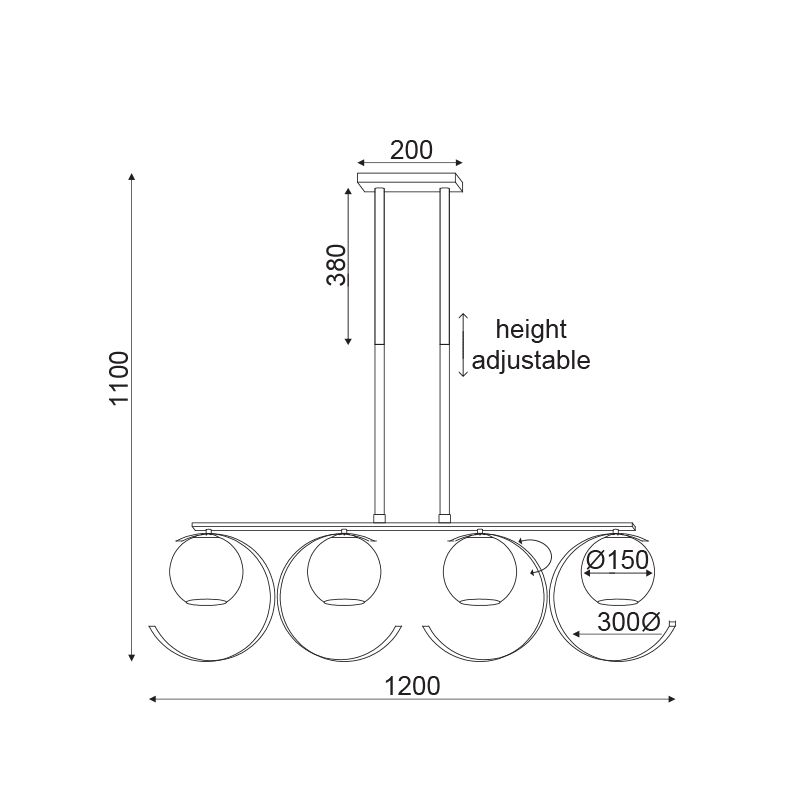 Κρεμαστο Φ/Σ 4Χε27 Μεταλλικο Χρυσο+Περλε Γυαλι 107Χ15Χη120Cm Iparelle - Image 4