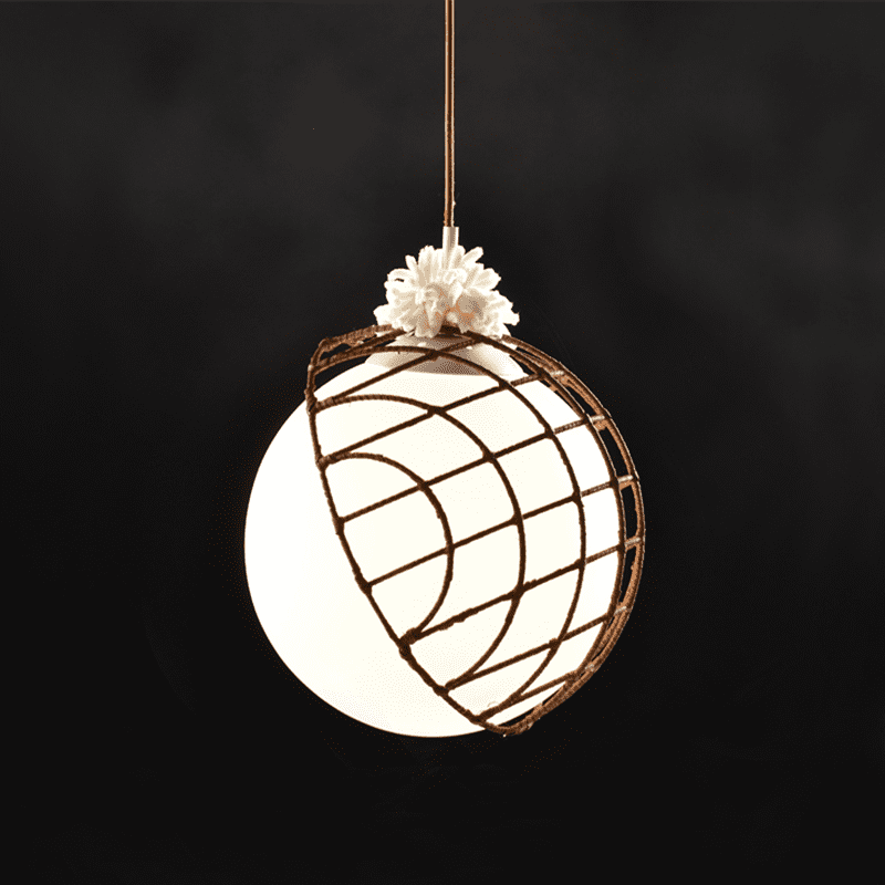 Netto Κρεμαστο Φ/Σ 1Χε27 Rattan+Λευκο Γυαλι D33Xh120Cm Aurora - Image 2