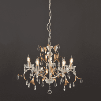 Κρεμαστο Φ/Σ 5Χε14 Μετ/Κο Πατινα Λευκο Χρυσο+Κρυσταλλα Φ68Xh108Cm Sardinia