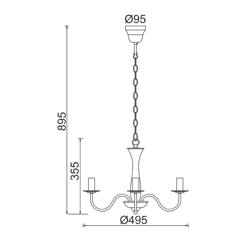 Κρεμαστο Φ/Σ 3Χε14 Μεταλλικο Μαυρο Φ49,5Χη89,5Cm Knossos - Image 2