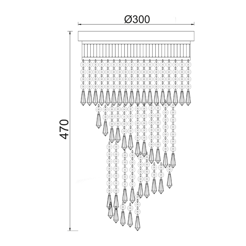 Κρεμαστο Φ/Σ 5Χε14 Κρυσταλλο+Νικελ Φ30Χη47Cm Itea - Image 2