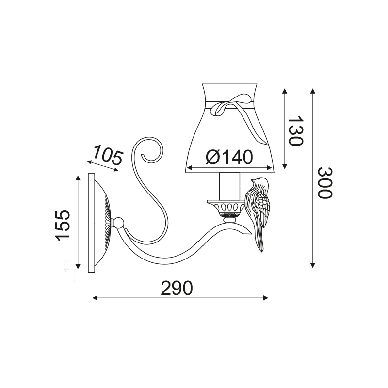 Επιτ Φ/Σ 1Χε14 Μεταλ Λευκο/Χρυσο+Λευκο Αμπαζουρ 29Χ14Χ29Cm Ekavi - Image 2