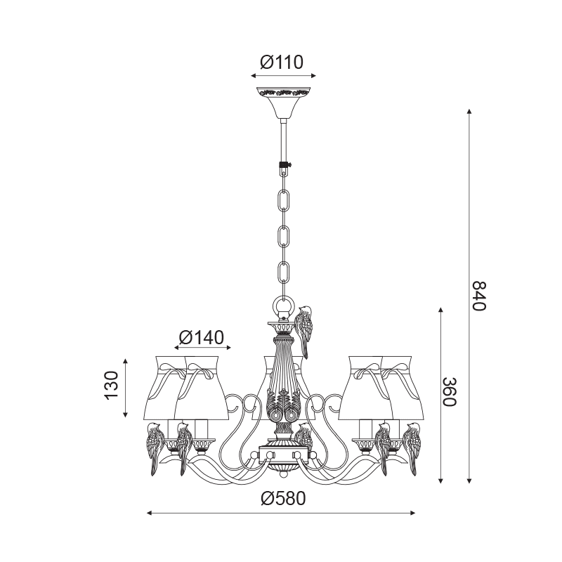 Κρεμ Φ/Σ 5Χε14 Μεταλ Λευκο-Χρυσο+Λευκο Αμπαζουρ Φ58Χη84Cm Ekavi - Image 2