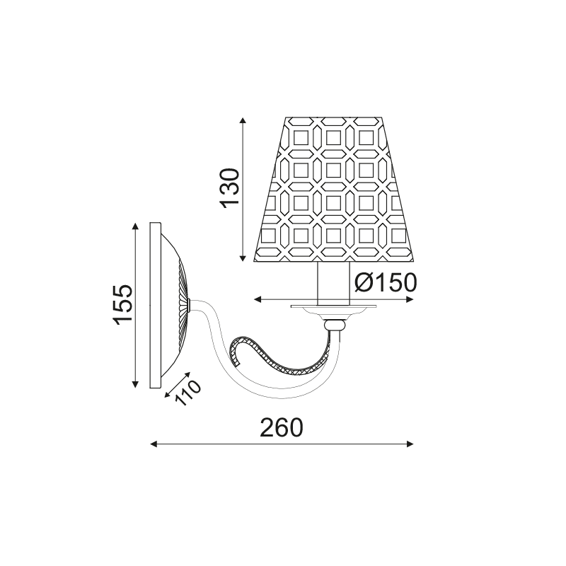 Netto Επιτοιχο Φ/Σ 1Χε14 Μεταλλικο Μαυρο-Χαλκινο 25Χ15Χ26Cm Edam - Image 2