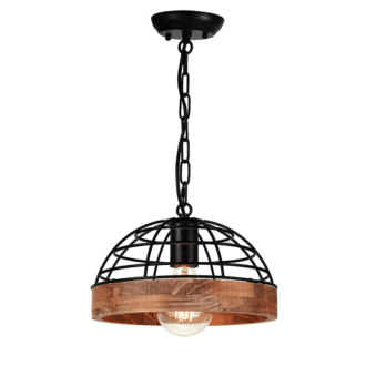 Netto Κρεμαστο Φ/Σ 1Χε27 Ξυλο+Μαυρο Μεταλλο D26Xh120Cm Tesla