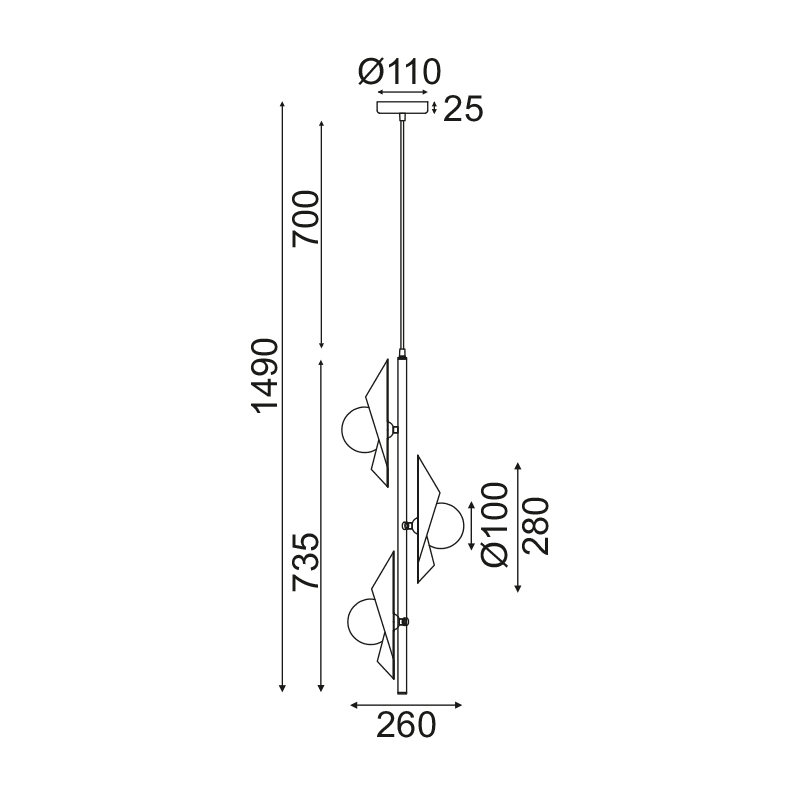 Netto Κρεμαστο Φ/Σ 3Χg9 Χρυσο/Μαυρο Μετ/Κο + Γυαλι 26Χ26Χη150Cm Polygon - Image 3
