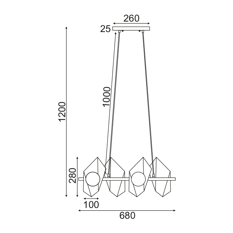 Netto Κρεμαστο Φ/Σ 4Χg9 Χρυσο/Μαυρο Μετ/Κο + Γυαλι 68Χ26Χη120Cm Polygon - Image 2