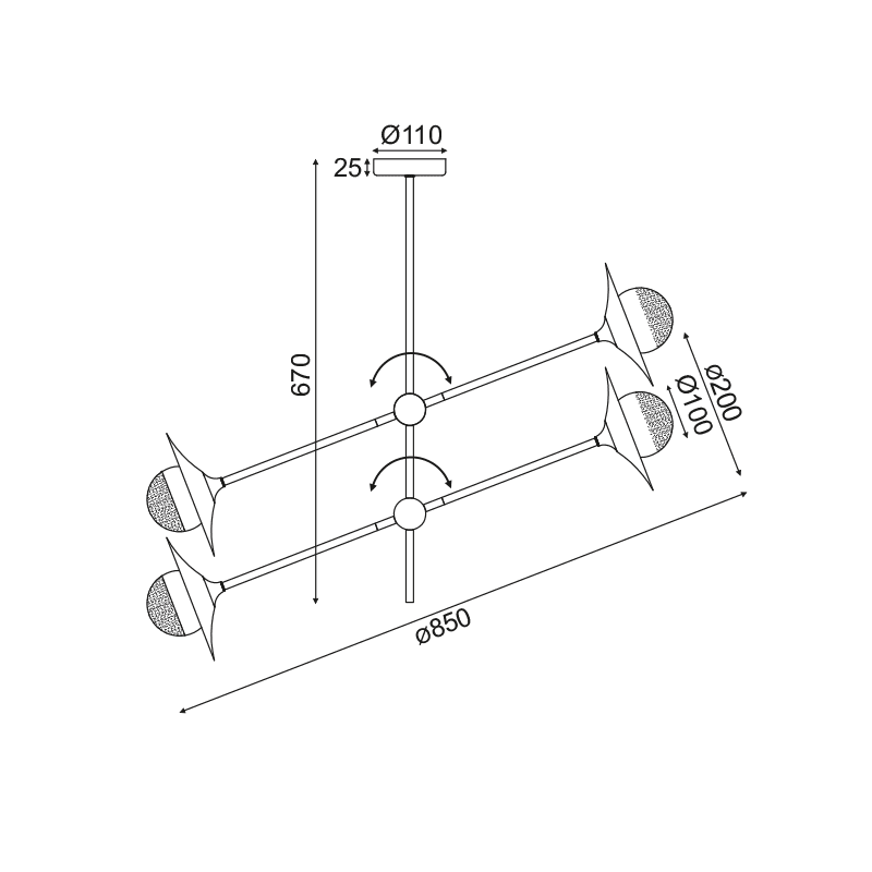 Netto Οροφησ Φ/Σ 4Χg9 Ορειχαλκο/Μαυρο Μετ/Κο + Γυαλι 85X81Χη67Cm Layla - Image 3