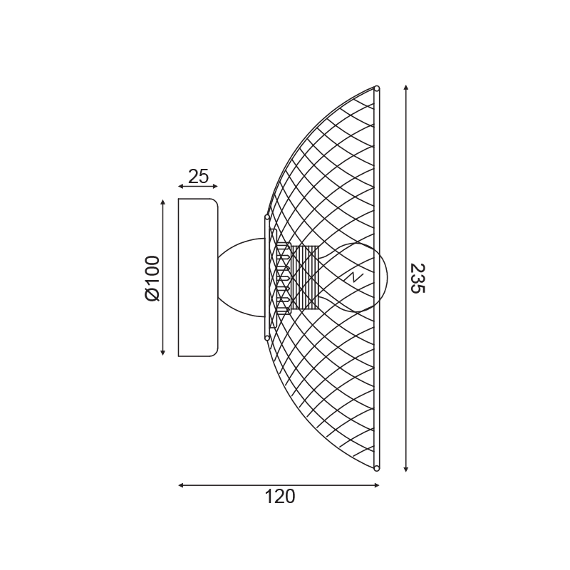 Επιτοιχο Φ/Σ 1Χε27 Μαυρο Μεταλλικο D24Χ12Cm Kobe - Image 2
