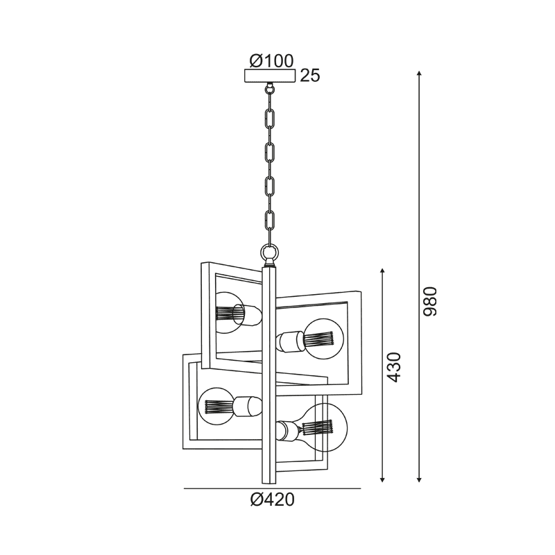 Κρεμαστο 4Χε27 Μαυρο Μεταλλικο Φ42Χη98Cm Sirius - Image 2