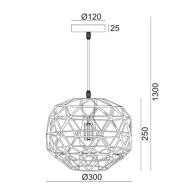 Κρεμαστο 1Χε27 Μεταλλικο Χαλκινο Πλεγμα Φ30Χη130Cm Aladdin - Image 2