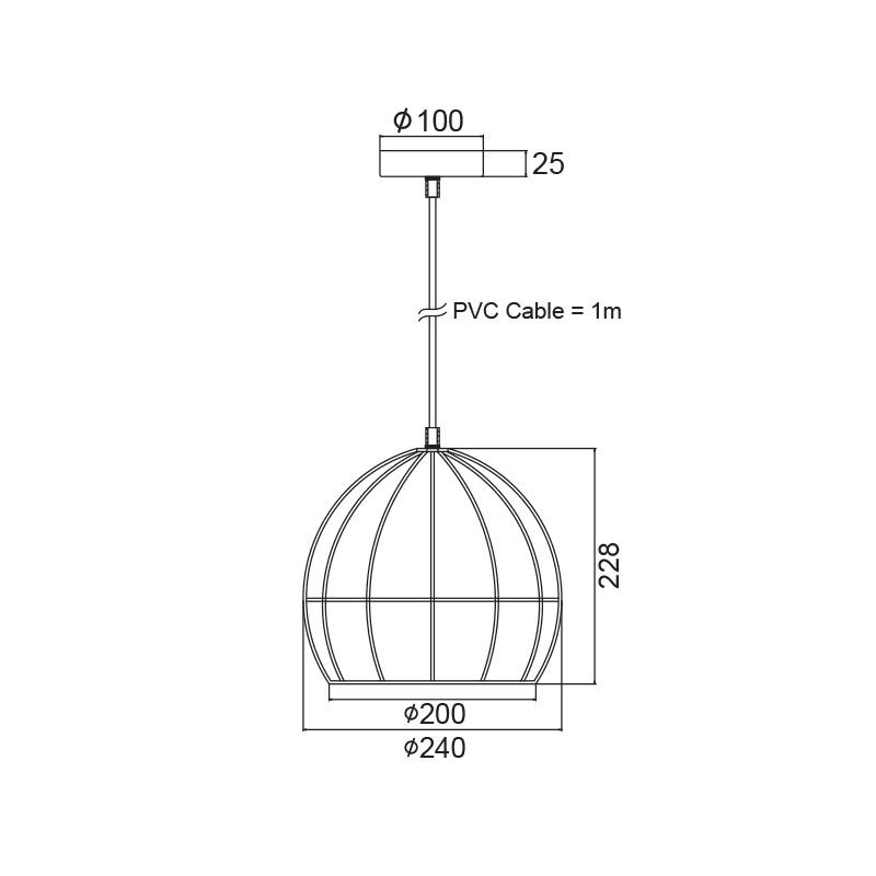 Μεταλλικο Κρεμαστο Φ/Σ Μαυρο Πλεγμα Φ24Χη23Cm Prometheus - Image 2
