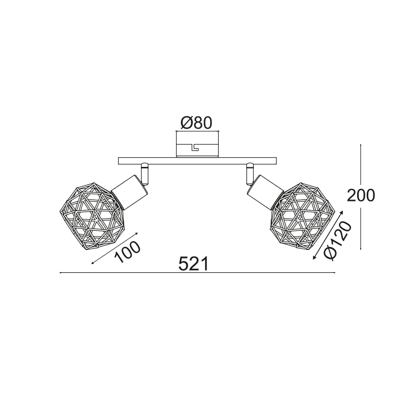 Σποτ Ii 2Xe14 Χαλκινο Πλεγμα 30X12,5X19,5Cm Aladdin - Image 2