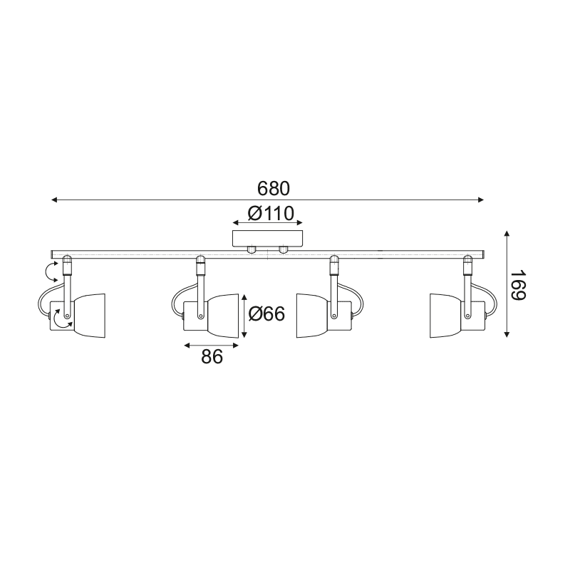 Netto Επιτοιχο Και Οροφησ Φ/Σ 4Χgu10 Τσιμεντο+Μεταλλο 68,5Χ11Χη18Cm Pepper - Image 2