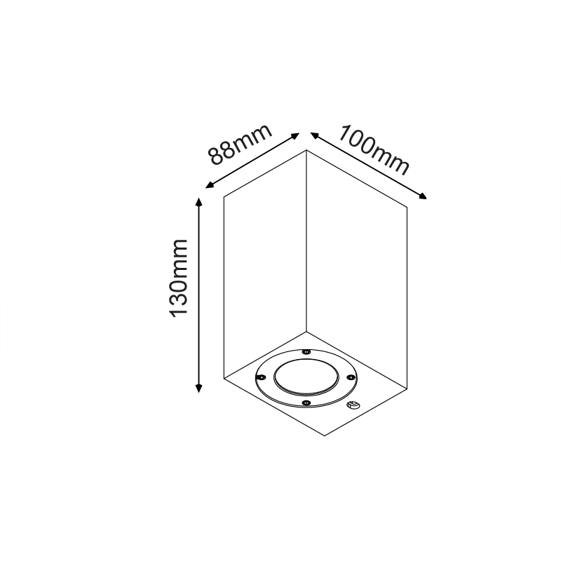 Τετραγωνο Επιτοιχο Φωτιστικο Ip65 Gu10 Μαυρο Τσιμεντο - Image 2