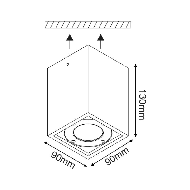 Τετραγωνο Φωτιστικο Οροφησ Ip65 Gu10 Λευκο Τσιμεντο - Image 2