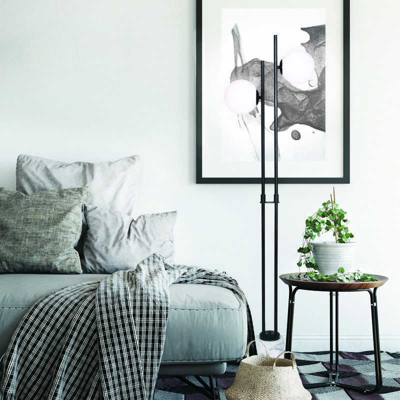 Επιδαπεδιο Φ/Σ 2Χε14 Quadro Μαυρο Μετ/Κο+ Λευκο Γυαλι-Μαρμαρο Ip20 40X15Xh157Cm - Image 2